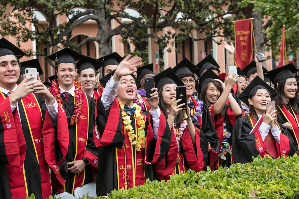 School of Architecture grads at the 136th commencement at the University of Southern California in Los Angeles, CA. May 10th, 2019. Photo by David Sprague